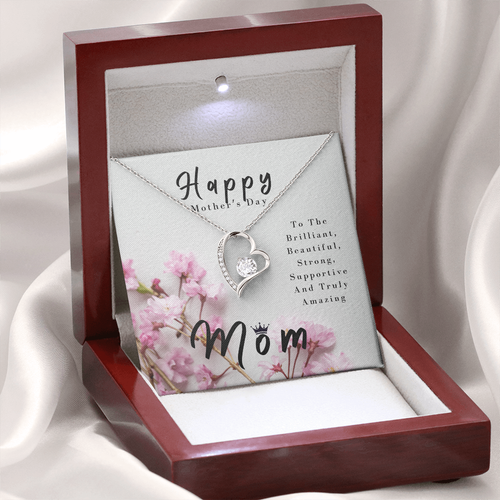 Mother's Day Gift CZ Heart Necklace From Daughter Son Husband