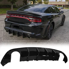 Rear Bumper Diffuser Lip PP Valance Glossy Black For 2015-2023 Dodge Charger SRT