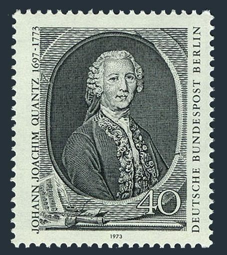 ダン.ゲァハルツ Germany-Berlin 9N342 two stamps, MNH. Johann Joachim Quantz