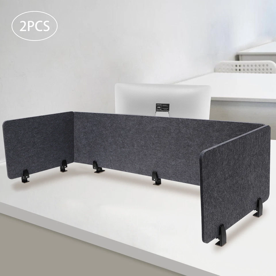 2x Clamp-on Desktop Privacy Panel Acoustic Partition Cubicle Office Desk Divider - Image 3 of 4