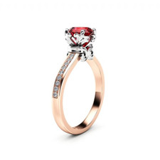 1.2ct Simulated Red Garnet Engagement Ring 14k Dual Tone Plated Accent Solitaire
