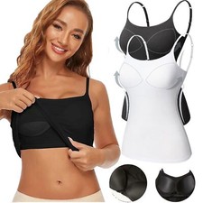 3 Pack Women Cami with Built-in Bra Adjustable Strap Padded Comfy Slim Tank Tops