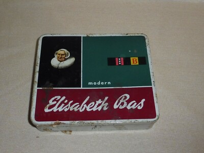old tin / cigarette box Elisabetz Bas Boxtel Holland 12.5x11x2.5cm