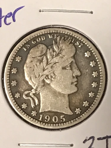 1905 Barber Quarter F Stunning Looking Coin