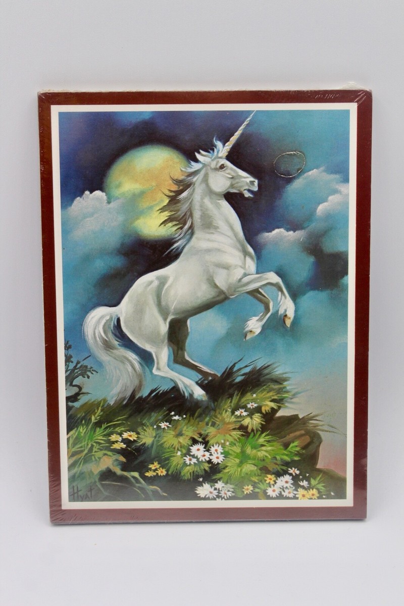 Vintage 80s Retro Whimsical Magical Unicorn Art Print Hyat for