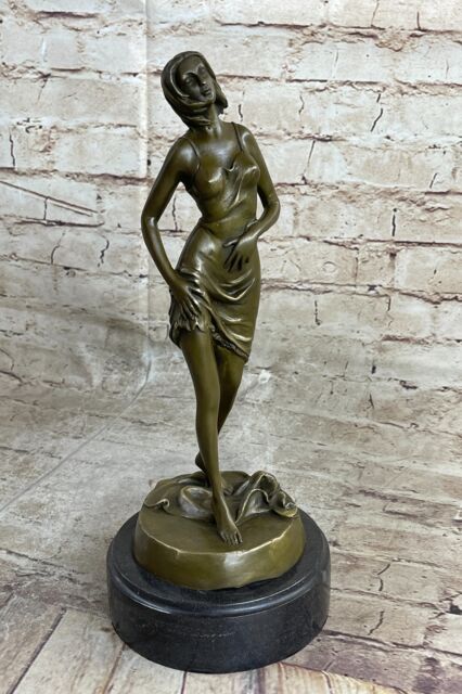 Deko Skulptur Hautfarben West Unterzeichnet Statue Nackte Damen Girl Bronze Art