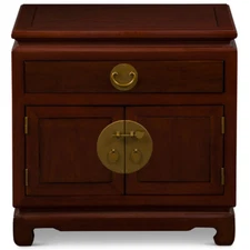 US Seller - Mahogany Petite Elmwood Chinese Ming Cabinet