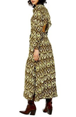 TOPSHOP Women's Green Open Back Shirt Dress In Zigzag Size US 10 | eBay