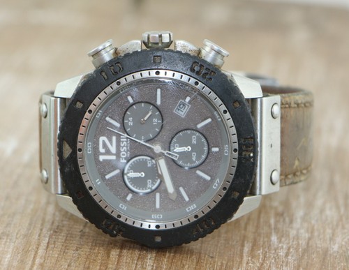 Fossil gran esfera de cuarzo Reloj para 