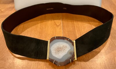 CHRISTIAN DIOR NOS AUTH VTG 2” BLK SUEDE BELT WITH LARGE  display picture 1