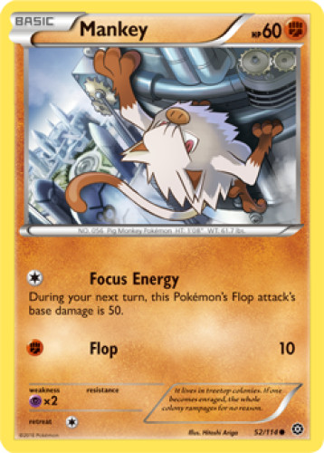 1x Mankey 52/114  XY Steam Siege Pokemon TCG Card NM
