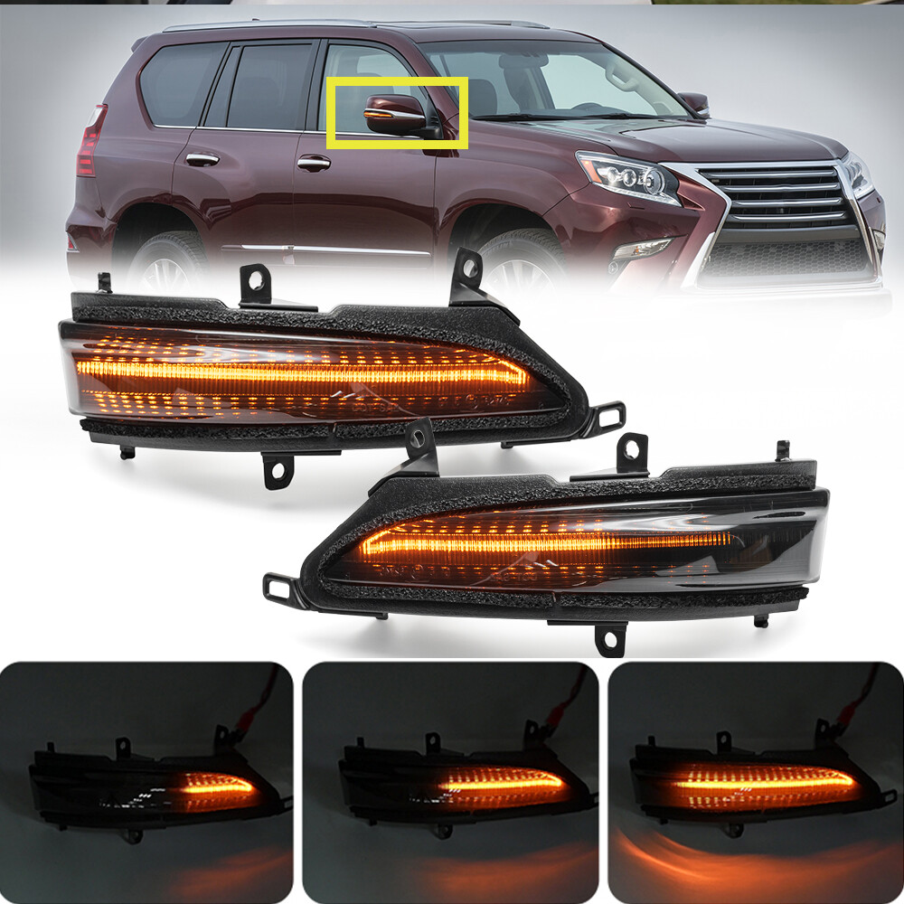 2x Smoked Dynamic LED Side Mirror Turn Signal Light For Lexus