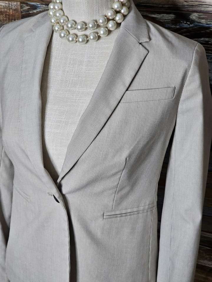 Banana Republic бежевый в полоску Blazer куртка размер 00P * ОТЛИЧНОЕ * - Изображение 3 из 4