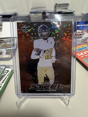 TRAVIS HUNTER 2023 Leaf Trinity Carbon Orange Dots RC Rookie /6 SSP Heisman  