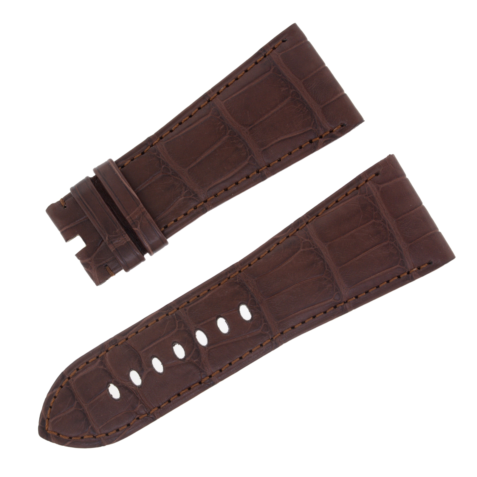 Cartier KD74AM52 29 - 22 mm Genuine Alligator Leather Brown Watch Band