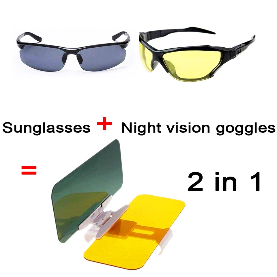 HD Visera Día/Noche Antideslumbramiento Visera Repuesto Driver Gafas de Sol Universal Foto 3 de 4