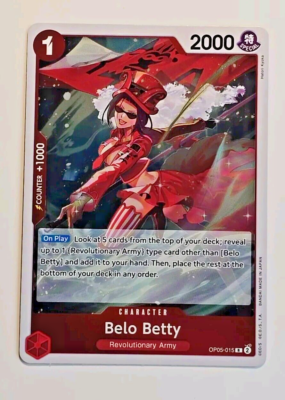 one piece tcg belo betty deck PRB01-(OP05-015) (R)(Foil)  Corner RarityCommon Card Effect [On Play] If you have 2 or less Life cards Red Yellow Belo Betty Guide: