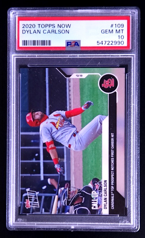 DYLAN CARLSON PSA 10 2020 TOPPS NOW 1st MLB HIT ROOKIE CARDINALS RC #109