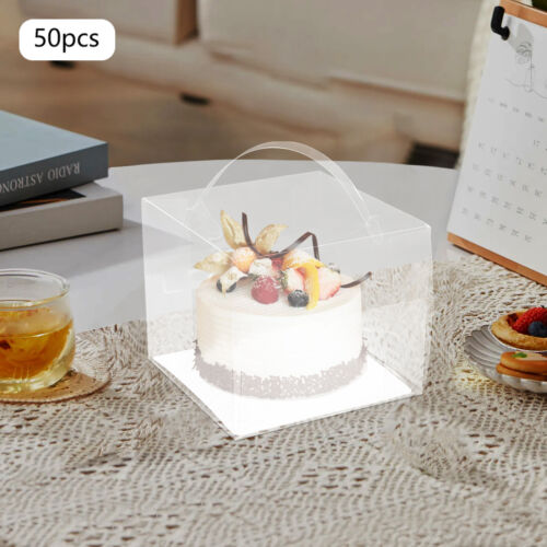 50Pcs Clear Cake Box Cake Display Boxes Cake Display Boxes 5.91*5.91*5.12 in