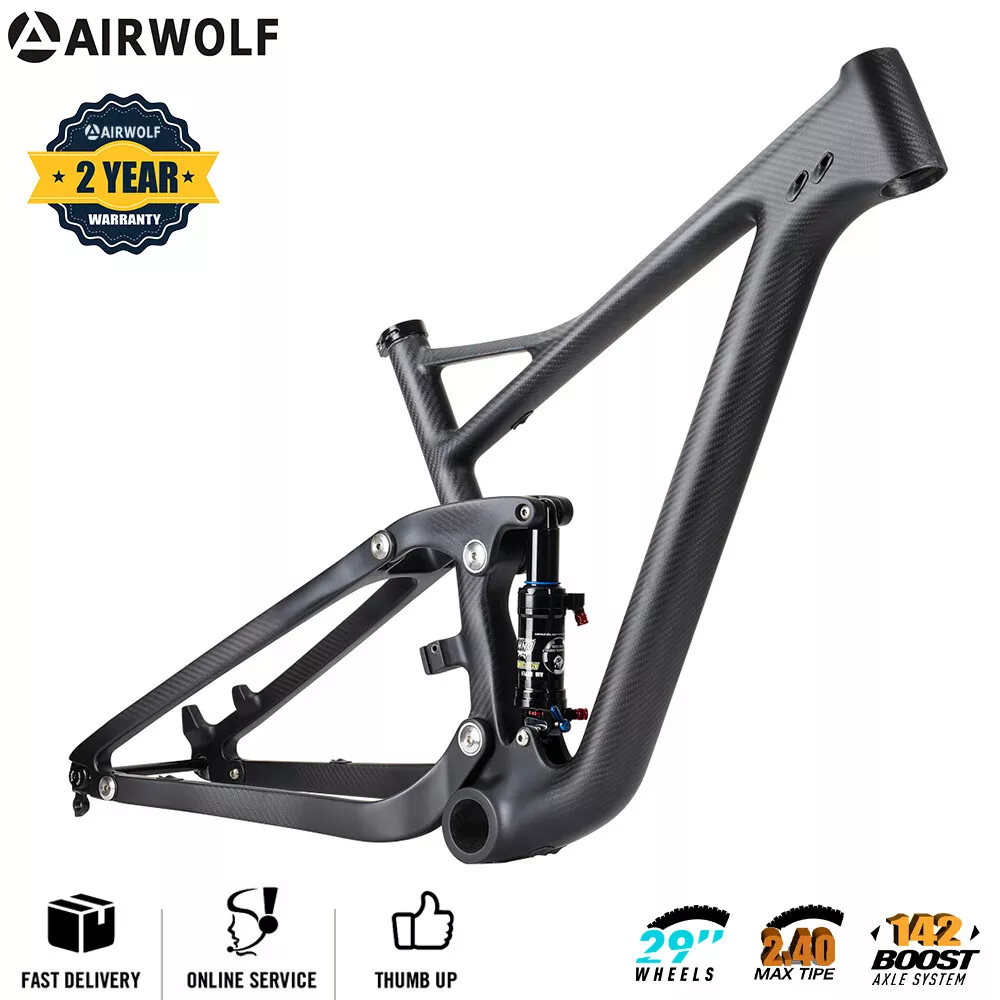 AIRWOLF 29er Full Suspension Carbon Mountain Bike Frame AM MTB Fiber 142*12mm eBay