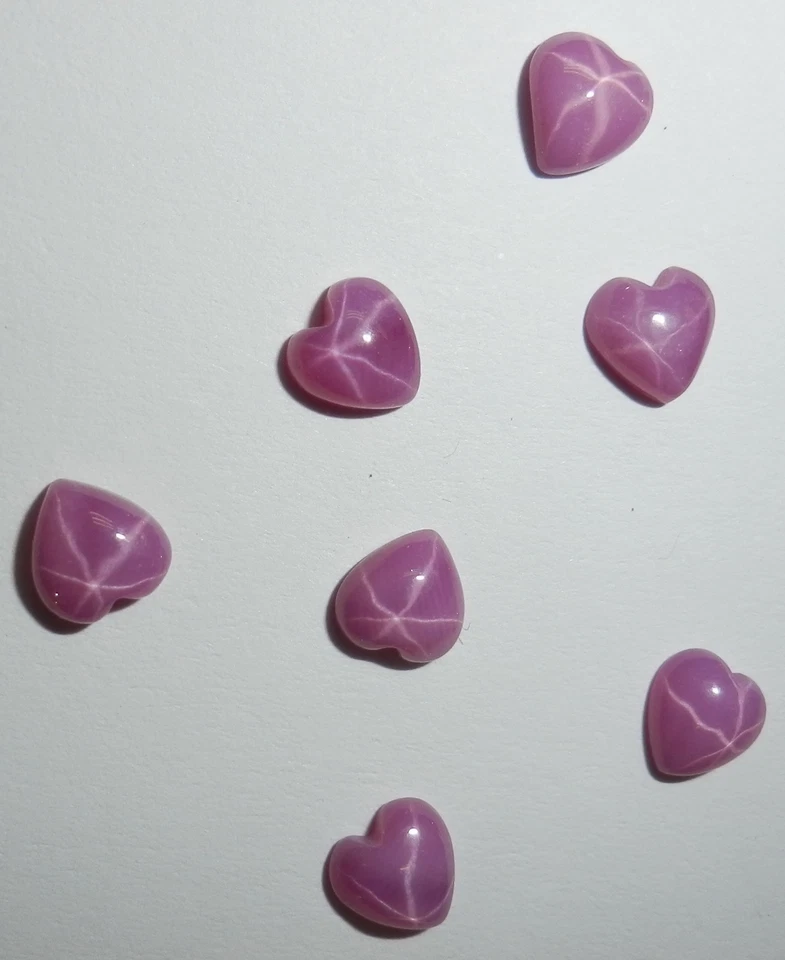 Opaque Star Ruby Heart 5x5 mm Cabochon Created 6 Rayed Stone 3 pieces Lot - Image 2 of 4