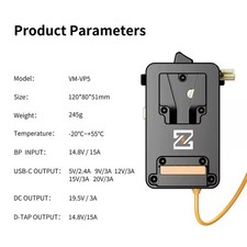 ZGCINE VM-VP5 Quick Release V-Mount Battery Plate BPU USB-C D-TAP for Sony FX6