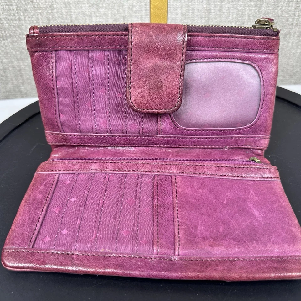 Cartera larga de cuero muy suave Fossil Long Live vintage 1954 piel de cordero magenta Foto 4 de 4