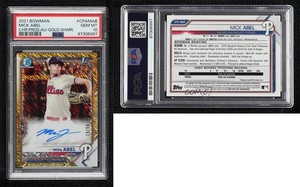 2021 Bowman Chrome Prospects Gold Shimmer Refractor /50 Mick Abel PSA 10 Auto