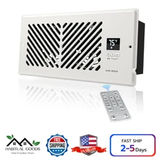 Register Booster Fan Fits 4”x10” Register Holes with Thermostat & Remote Control