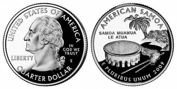 2001-S  #Proof AMERICAN SAMOA Territory Quarter #DCAM 25c Coin +(BU) Bonus 63 5c