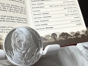 2017 African Lion Republic Of Chad 1oz .999 Silver Coin W/ COA Limited Mintage!