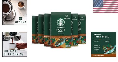 Starbucks House Blend Ground Coffee - 6 x 18 oz Bags - Toffee