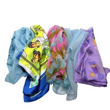 Lot of 5 Vintage Sheer Scarves Floral Abstract Pastel Butterfly Chiffon Mix
