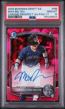 Marketplace image: 2025 BOWMAN DRAFT SAPPHIRE EDITION CHROME PROSPECT AUTOS MAX BELYEU 1/1 PSA 10