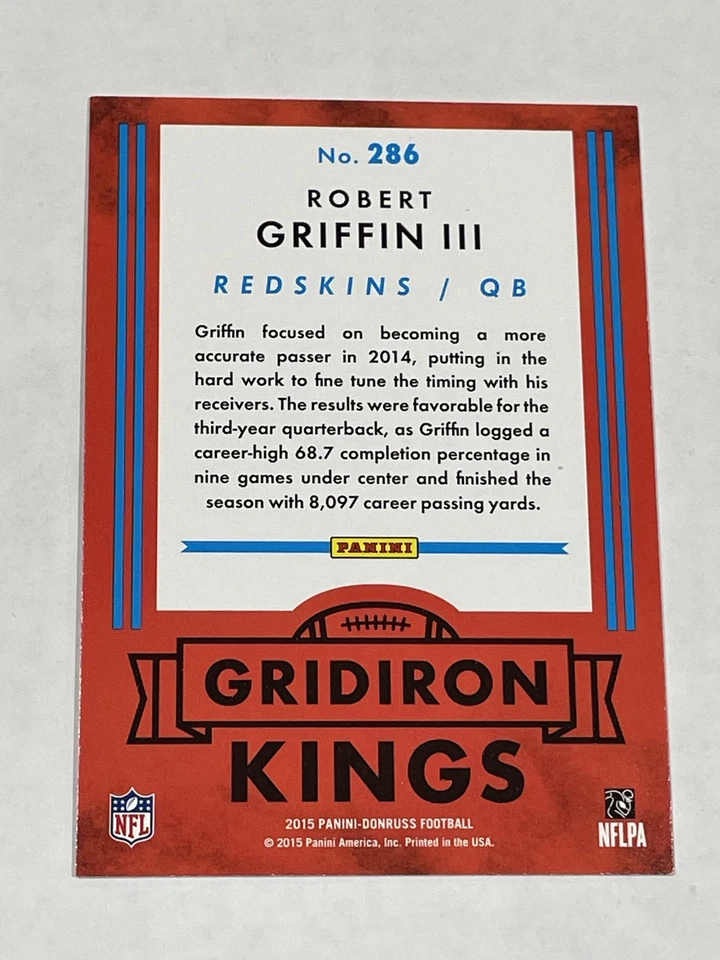 2015 Donruss Football #286 - Robert Griffin III - Washington Redskins - Image 2 of 2