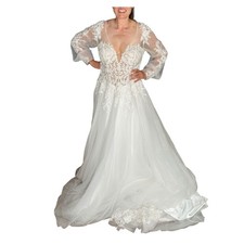 IVORY WILLOW COUTURE Beaded Full Tulle Embroidered Wedding Gown Boho Glam