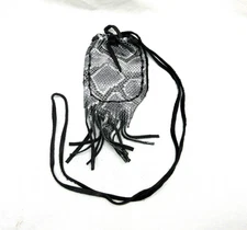 Native American Black Silver Leather Pouch, CherokeeMade, COA #P104