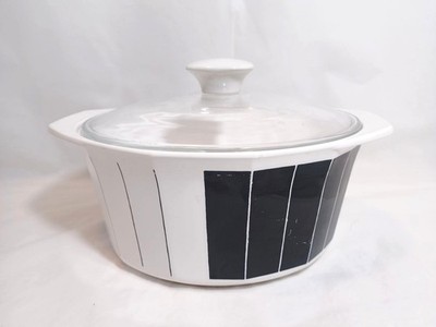 Vtg Daniel Hechter AAH02 Counterpoint Black Bakeware Casserole Dish with Lid MCM