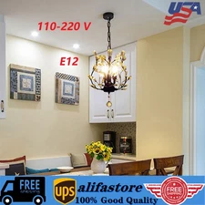 Mini Crystal Ceiling Light Chandelier E12 Pendant Hanging Lamp Fixture Kitchen