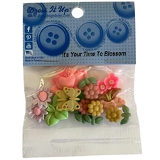 Dress It Up Time to Blossom Buttons & Embellishments - Flowers Butterfly 038