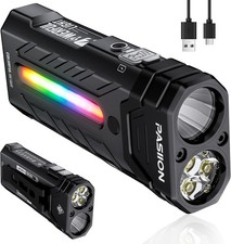EDC Rechargeable Flashlight 3250 Lumens with RGB Light,55 Modes Multifunction...