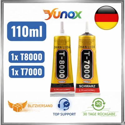 T8000 T7000 Set 110 ml   Handy Display Reparatur Kleber   transparent & schwarz