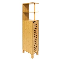 Badezimmerschrank Badregal Schrank Bambus Hochschrank Braun Badschrank 120X19X19