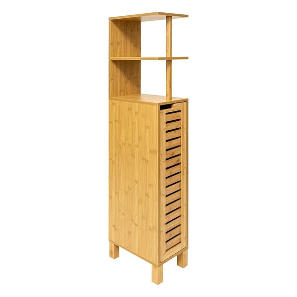 Badezimmerschrank Badregal Schrank Bambus Hochschrank Braun Badschrank 120X19X19-image