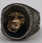 Vintage Sterling Silver United States Marine Corps Ring Sz8.25 Iwo Jima 10.2g