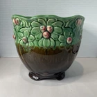 Weller? Pottery Jardiniere Planter Pot Art Nouveau Majolica Green&Brown Glaze