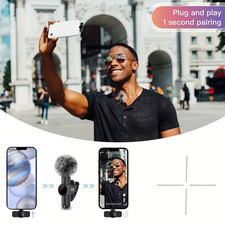 Wireless Microphone Mini Mic for iPhone/Android Phone, LED Display Lavalier Micr