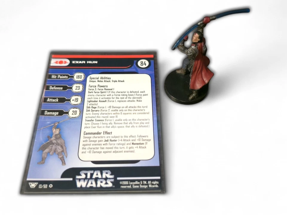 Miniaturas WOTC Star Wars - Exar Kun #13 muy raras con tarjeta Foto 2 de 3