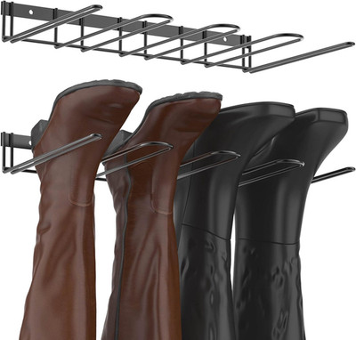 Wall-Mounted Boot Rack Hanger - 4 Pair Sturdy Metal Organizer for Closet, Entryw
