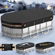 QH.HOME Oval Pool Cover for 9x18 Ft Bestway/Intex/Coleman Frame Oval Pool, [E
